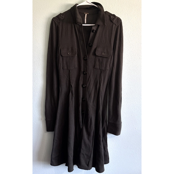 FREE PEOPLE Olive Heat GREEN Utility Button Dress Size SP Womens - Picture 1 of 6
